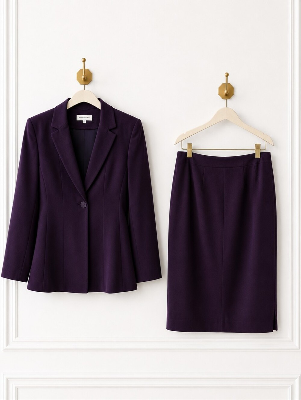 Amanda Smith Petite Eggplant Skirt Suit Size 8P | Tailored Career Office Busines - Picture 6 of 9